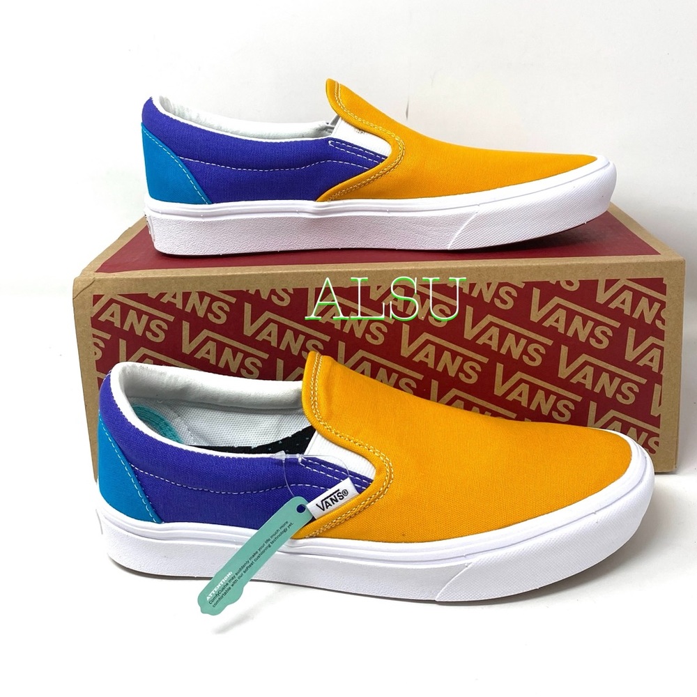 🌸Sale🌸 VANS Comfycush Slip On Multi Block Canvas Women’s Size 8 VN0A3WMD2CC - Picture 2 of 10